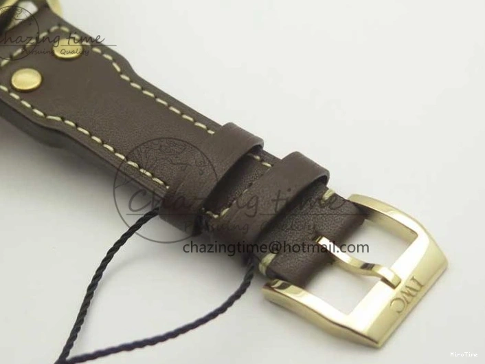 MIROTIME 0311 Big Pilot IW501005 Real Bronze ZF 1:1 Best Edition Black Dial on Brown Leather Strap A Sleek 7192